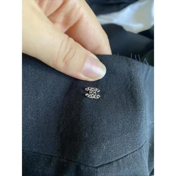 Vintage 07A CHANEL FR-34 Straight Leg Wool Dress Pants Raw Edge Black 2007 CC - Picture 7 of 9